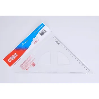 Pravítko, trojúhelník 45-177 s kolmicí, čiré