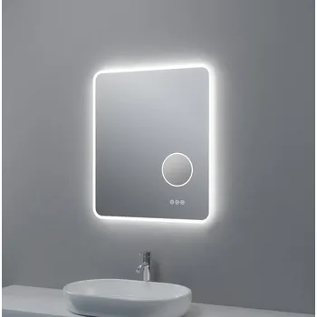 Zrcadlo Zrcadlo s LED osvětlením, kosmetickým zrcátkem 5 x zoom, 700 x 600 mm, nastavitelná teplota barvy světla