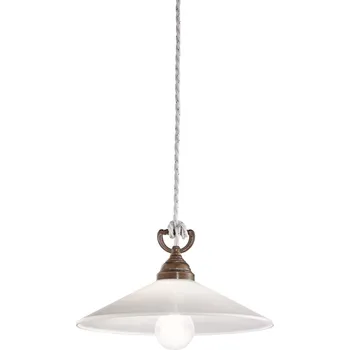 Il Fanale 212.09.OV Tabia, závěsné svítidlo z mosazi a bílé skla, 1x15W LED E27, průměr 30cm