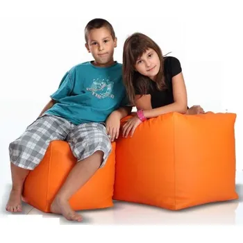 Sedací pytel Sedací vak taburetka Cube L ekokůže TiaHome Oranžová