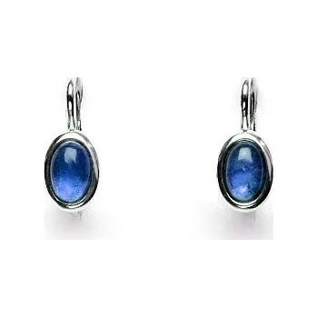 Náušnice Zlaté náušnice, přírodní safír 6x4, bílé zlato, NK 1353 (safír 6x4 mm)