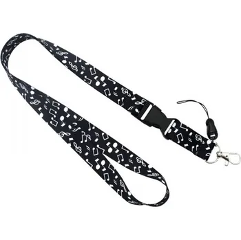 Šňůrka na krk s karabinou a potiskem noty