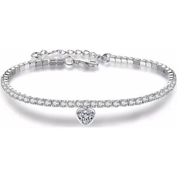 Náramek B-TOP Náramek se zirkony a přívěskem Srdce - bílé pozlacení