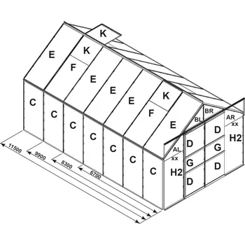 Skleník náhradní prosklení pro skleník VITAVIA URANUS 6700 PC 6 mm (Kompletní polykarbonátové prosklení síly 6 mm pro model skleníku VITAVIA URANUS 6700.)