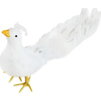 Velikonoční dekorace Páv peří 40cm bílá (540093)