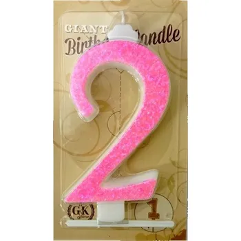 Dortová svíčka Caketools Dortová svíčka velká - třpyt růžová - 2