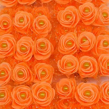 umělá květina Balení 24 nebo 72 kusů umělých růží s perlou a jemnou síťovinou Barva: Oranžová, Set: 72 ks/bal