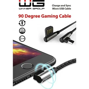 Winner Datový kabel 90 stupňů zahnutý s Micro USB/1m/black, 6919