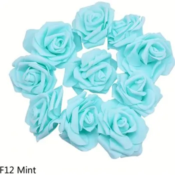umělá květina 30 ks pěnových velkých (8 cm) květů růží Barva: mátová zelená
