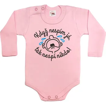 Kojenecký body Vtipné bodyčko Když nespím já, nespí nikdo, Barva Světlá růžová, Velikost 74 / 6-9m, Canvas Dětské body Bezvatriko.cz 0381