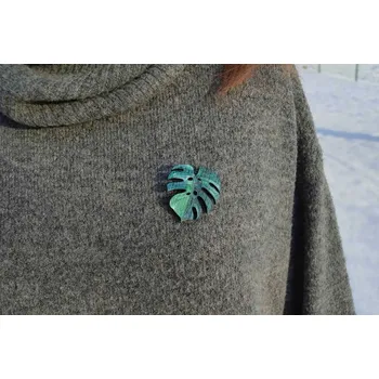 Brož art-wood.cz Dřevěná brož - Monstera