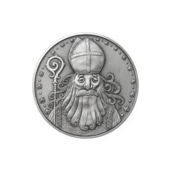 Čert a Mikuláš 25 mm stříbro patina