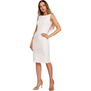 Dámské šaty M667 Šaty Shaeth s ozdobným řetízkem na zádech - ecru barva EU M