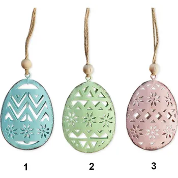 Velikonoční dekorace Vajíčko závěs kov 5,5cm mix (539189)