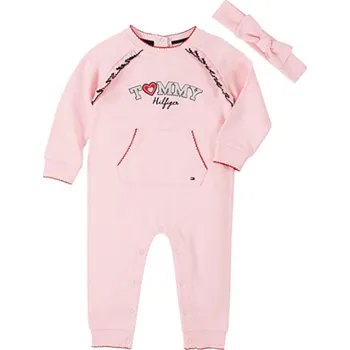 Kojenecká souprava Tommy Hilfiger overal pro holčičku Logo Coverall růžový 6 - 9 m