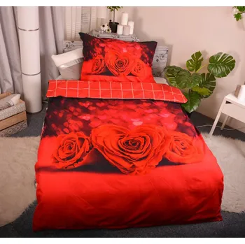 Povlečení 3D povlečení růže se srdíčky: 140x200cm, 70x90cm