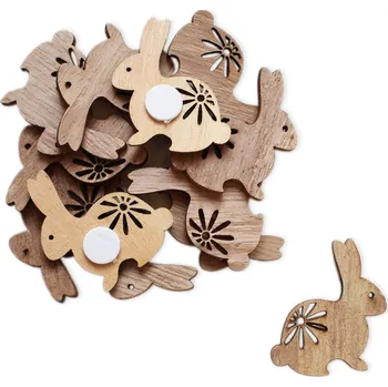 Velikonoční dekorace Zajíc dřevo přízdoba 12ks/4cm natural (539073)