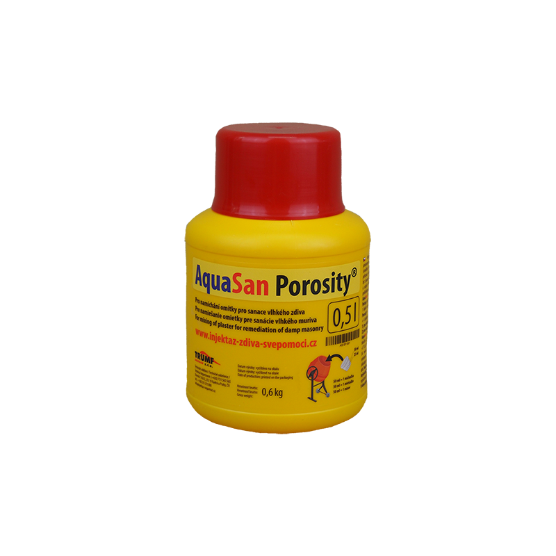 AquaSan Porosity® 0,5L Sanační omítka svépomocí - přísada do omítky proti vlhkosti