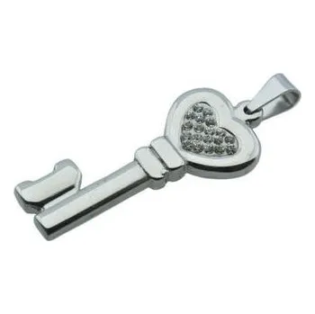 Přívěsek Doria Přívěsek stříbrný z oceli klíč s krystalky