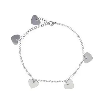 Náramek Doria Náramek na nohu se srdíčky stříbrný L434