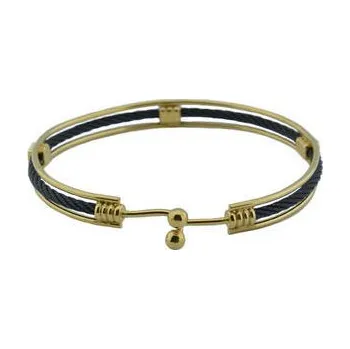 Náramek Doria Náramek z oceli zlato - černý ukončený kuličkami