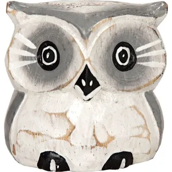 Soška Sova dřevo bílá 5 cm