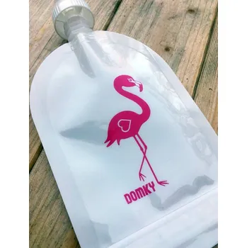 dětská jídelní sada Domky Klasická plnitelná kapsička 140 ml Plameňák