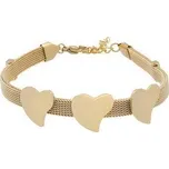 Doria Náramek zlatý z oceli se srdíčky N091