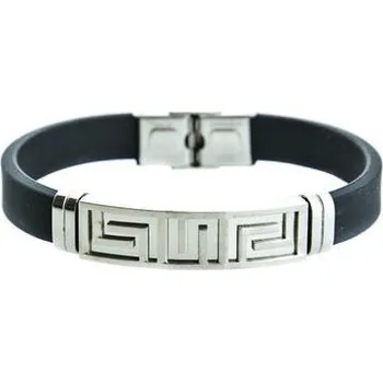 Náramek Doria Náramek černý z kaučuku a chirurgické oceli A116