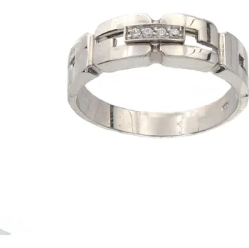 Prsten Zlatý prsten z bílého zlata se zirkony R4/W (585/1000)