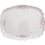 Thun 1794 Podnos čtyřhranný, 40 cm, český porcelán, Bernadotte, růže, růžový proužek, Thun