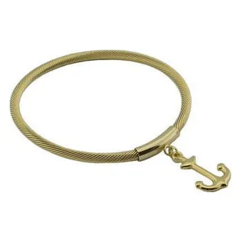 Náramek Doria Náramek pevný zlatý z oceli s přívěskem KOTVY