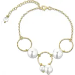 Stříbrný pozlacený náramek bílý perlový Satellite BFG5810W White Pearl