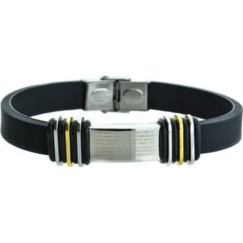 Náramek Doria Náramek černý z kaučuku a chirurgické oceli A017