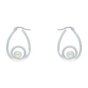 Náušnice Doria Náušnice kruhy stříbrné ocel s perličkami J121