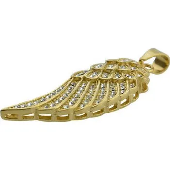 Přívěsek Doria Přívěsek zlatý z oceli s krystaly KŘÍDLO F030