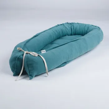 Hnízdečko pro miminko Tulimese Hnízdečko mušelínové tmavě zelené VARIANTY PROVEDENÍ HNÍZDEČKA: HNÍZDEČKO SAMOSTATNÉ