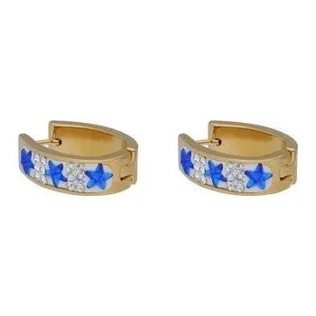 Náušnice Doria Náušnice kruhy zlaté oválné s hvězdičkami C163