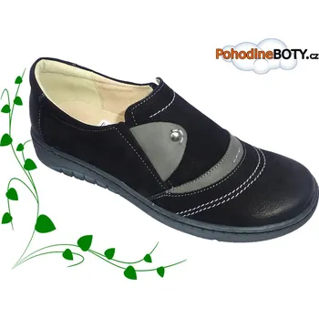 Dámské mokasíny Dámské pohodlné mokasíny černé kůže Aldex (583/PT N14+K10)