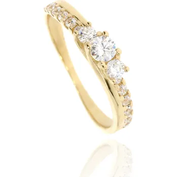 Prsten Zlatnictví Helios Zlatý prsten se zirkony B52523 Velikost: 53, Váha: 2,2g