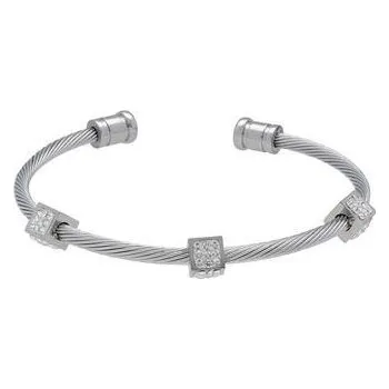Náramek Doria Náramek stříbrný z oceli s krystalky N020