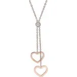 Doria Náhrdelník z oceli SRDÍČKA rose gold I209