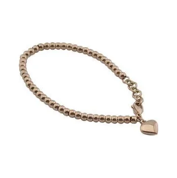 Náramek Doria Náramek z korálků z oceli rose gold se srdcem