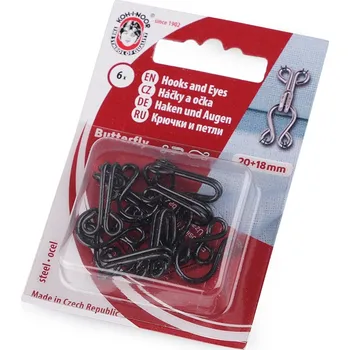 Háčky a očka velikost 18+16 mm a 20+18 mm, barva 20+18 mm (6x) černá
