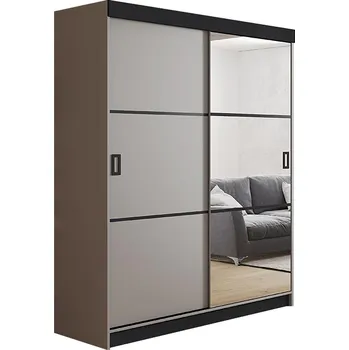 Šatní skříň Skříň Retro 3l 138 Zrcadlo Grafit/Černá Mat