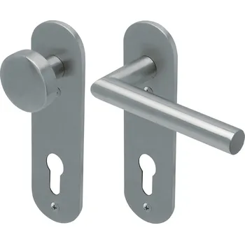 Dveřní kování COBRA LOŽISKOVÉ KOVÁNÍ VISION PB3.0 KRATKÝ ŠTÍT Provedení: PZ LI (klika levá/koule), Povrch: IN - nerez, Rozteč: 72 mm