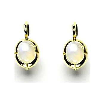Náušnice Zlaté náušnice, žluté zlato, přírodní měsíční kámen, NK 1374