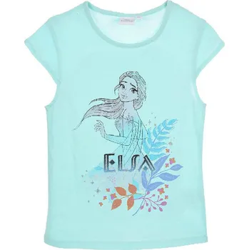 Dívčí tričko SUN CITY Dětské tričko Frozen Ledové království Elsa třpytivé bavlna tyrkysové Velikost: 128 (8 let)