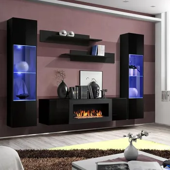 Obývací stěna Obývací Stěna + Biokorb Fly M3 + Sklo Černá