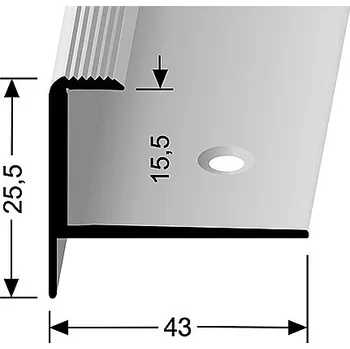 Stavební profil Schodový profil pro krytiny do 15,5 mm (šroubovací) | Küberit 813 Im. nerezu F2